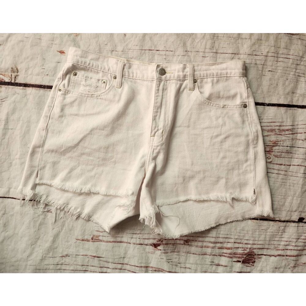 Pistola Distressed‎ White Denim Cutoff Shorts Size 28